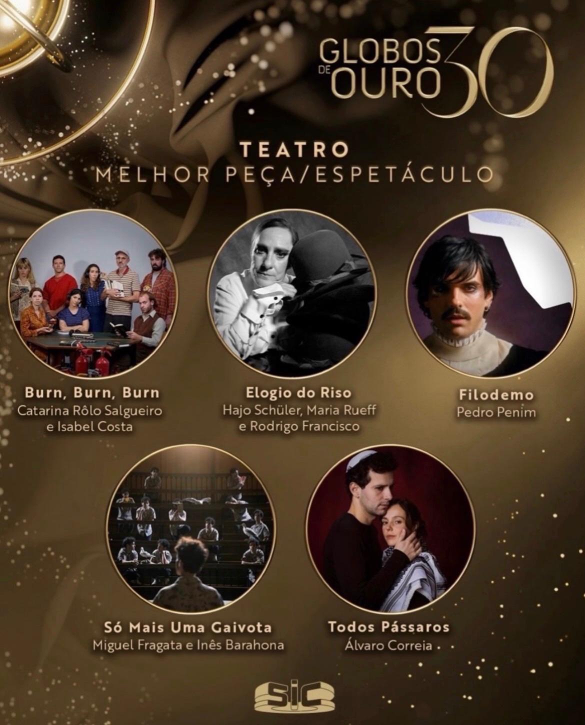 CUCHA CARVALHEIRO, FERNANDO LUÍS e MANUELA COUTO fazem parte do elenco de “Todos Pássaros”, nomeada para o Globo de Melhor Peça/Espectáculo de Teatro